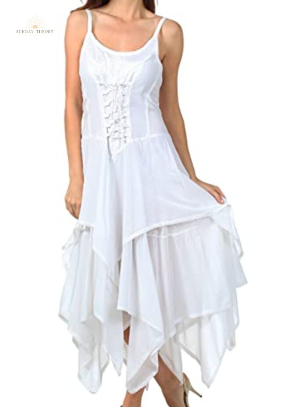 Jacquard Corset Bodice Handkerchief Hem Dress